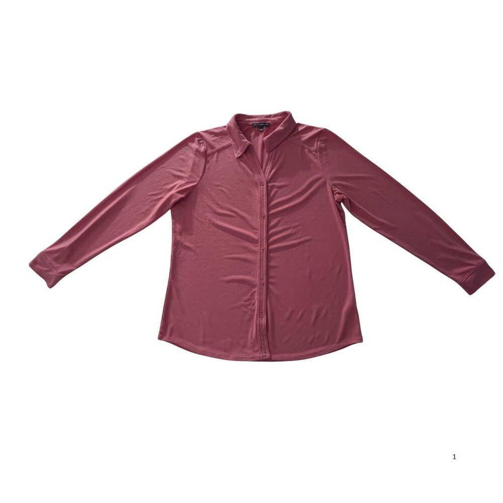 Adrianna Papell Blush Pink Stretch Button-Down Shirt – Size L (EUC) - Picture 2 of 5